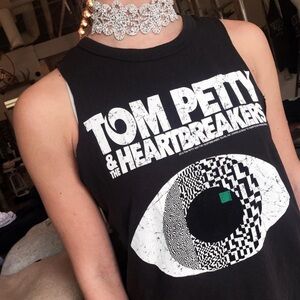 Chaser Black Tom Petty raw edge tank